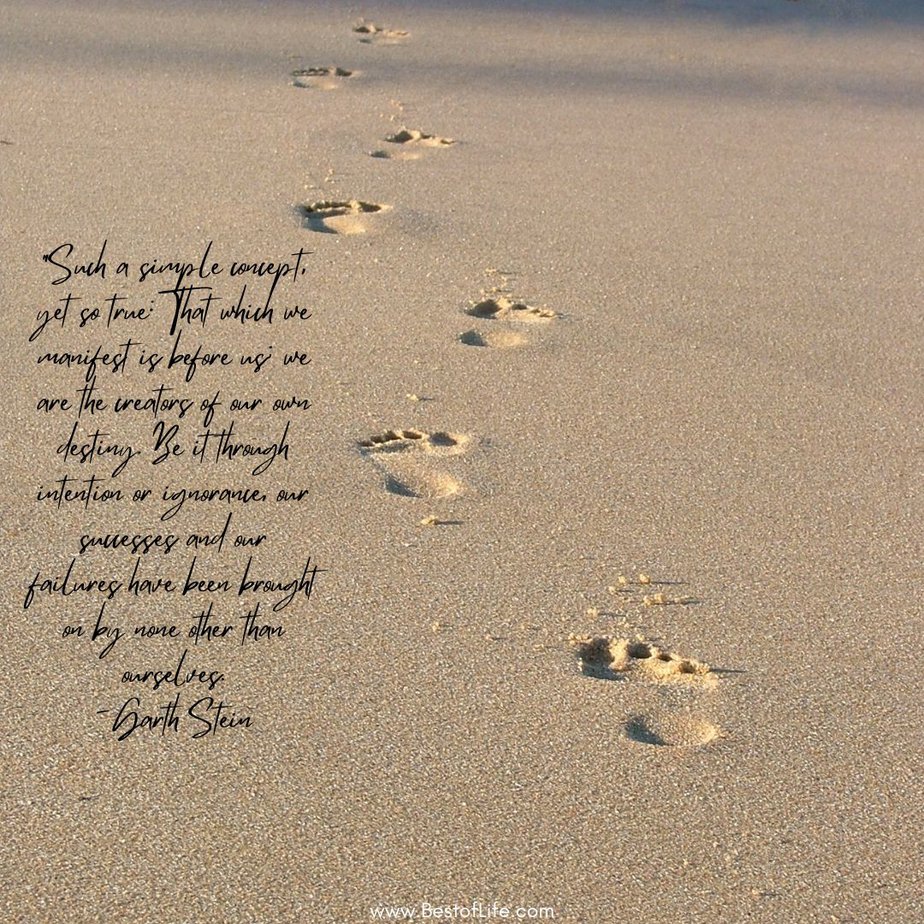 Best Quotes about Living with Intention “Such a simple concept, yet so true: That which we manifest is before us; we are the creators of our own destiny. Be it through intention or ignorance, our successes and our failures have been brought on by none other than ourselves.” -Garth Stein