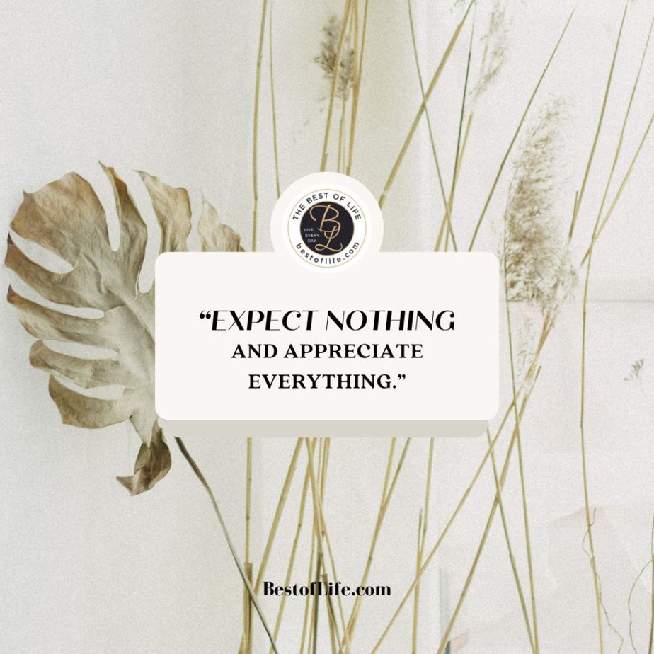 Quotes About Surrounding Yourself with Happiness "Expect nothing and appreciate everything."