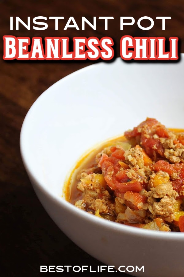 The perfect pot of chili can easily make a lunch or dinner, family night, or larger gathering, one of your best. Make this easy beanless Instant Pot chili recipe. Instant Pot Recipes | Beanless Chili Recipes | Chili Ideas | Whole30 Chili Recipe | 2B Mindset Chili Recipe | Low Carb Chili Recipe | Low Carb Instant Pot Recipe | 2B Mindset Recipes | Instant Pot Recipes with Beef | Instant Pot Recipes with Ground Turkey #chilirecipe #instantpotrecipes