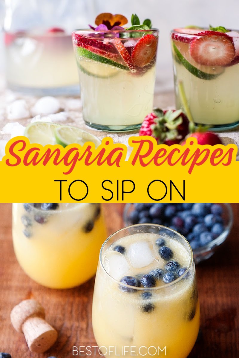 Having the perfect sangria recipes on hand for summer parties and gatherings will keep everyone refreshed as they sip on this well-loved wine-based drink. Best Sangria Recipe | Easy Sangria Recipe | Happy Hour Recipes | Drink Recipes with Wine | Wine Recipes | Drinks for Adults | Drinks for Parties | Drink Recipes for a Crowd | Summer Sangria Recipes | Fall Sangria Recipes | Cocktails with Wine #sangriarecipes #drinkrecipes via @thebestoflife