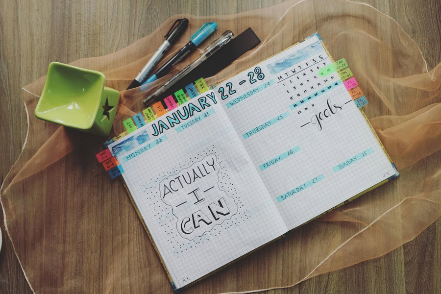 Washi Tape Ideas for your Bullet Journal or Planner Close Up of a Bullet Journal Page with Washi Tape Point Savers