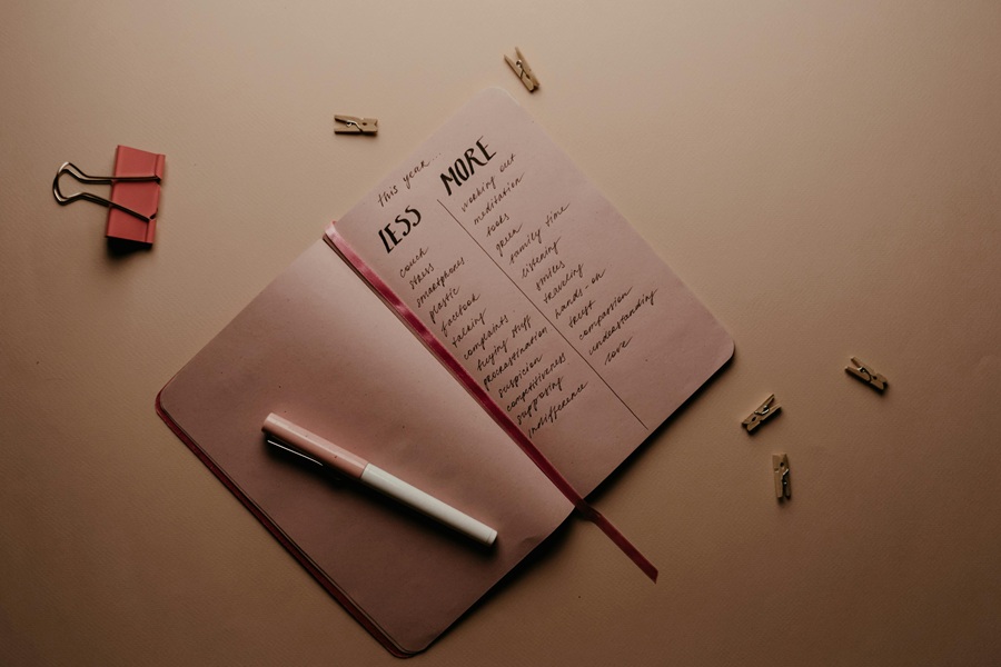 Washi Tape Ideas for your Bullet Journal or Planner an Open Pink Bullet Journal on a Desk with Paper Clips Near it