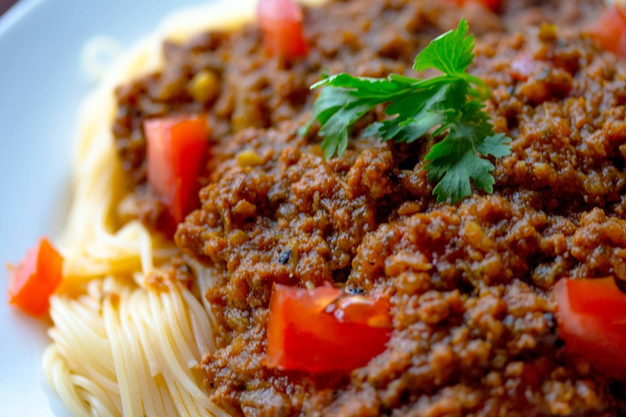 Instant Pot Keto Hamburger Recipes Close Up of Spaghetti Bolognese
