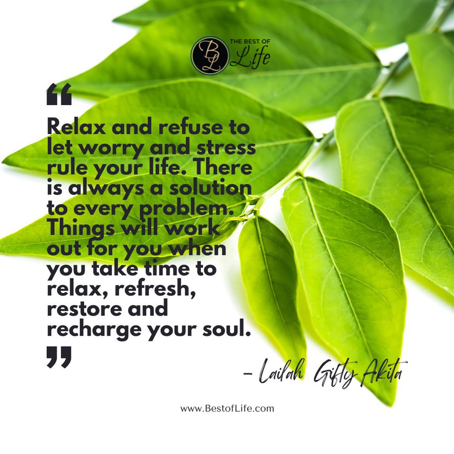 Quotes for National Relaxation Day #NationalRelaxationDay “Relax and refuse to let worry and stress rule your life. There is always a solution to every problem. Things will work out for you when you take time to relax, refresh, restore and recharge your soul.” Lailah Gifty Akita