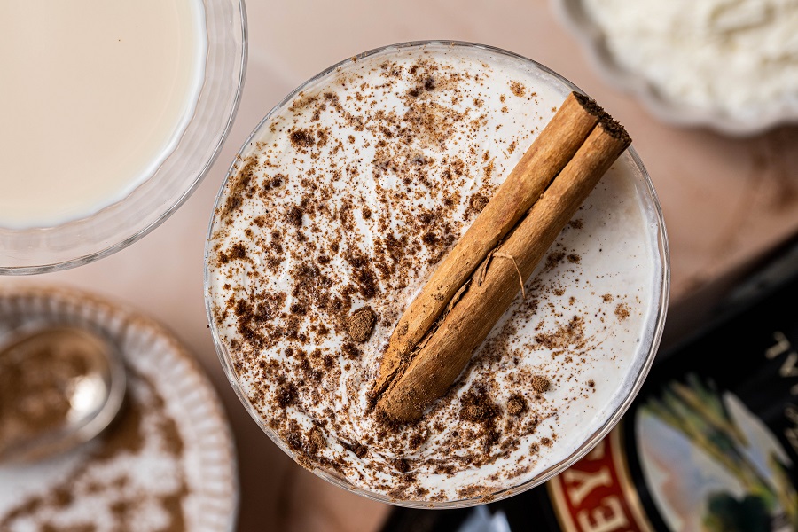 Pumpkin Spice Martini with Baileys Overhead View of a Pumpkin Spice Matini