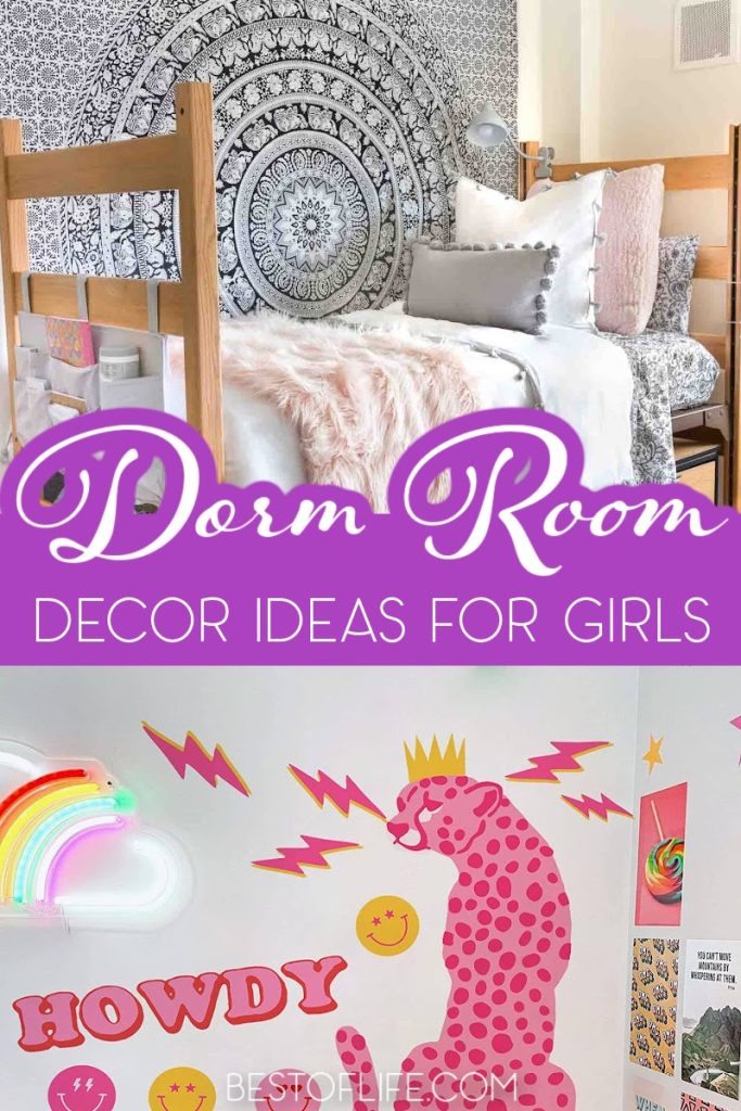 The best dorm room decor ideas for girls can help them decorate their dorms in a way that expresses themselves and help build new friendships. College Tips for Girls | College Ideas for Girls | College Room Decoration Ideas | Decor for College Girls | DIY Dorm Decor | Dorm Room Wall Art Ideas | Functional Decor Ideas for College #collegedorm #dormdecor