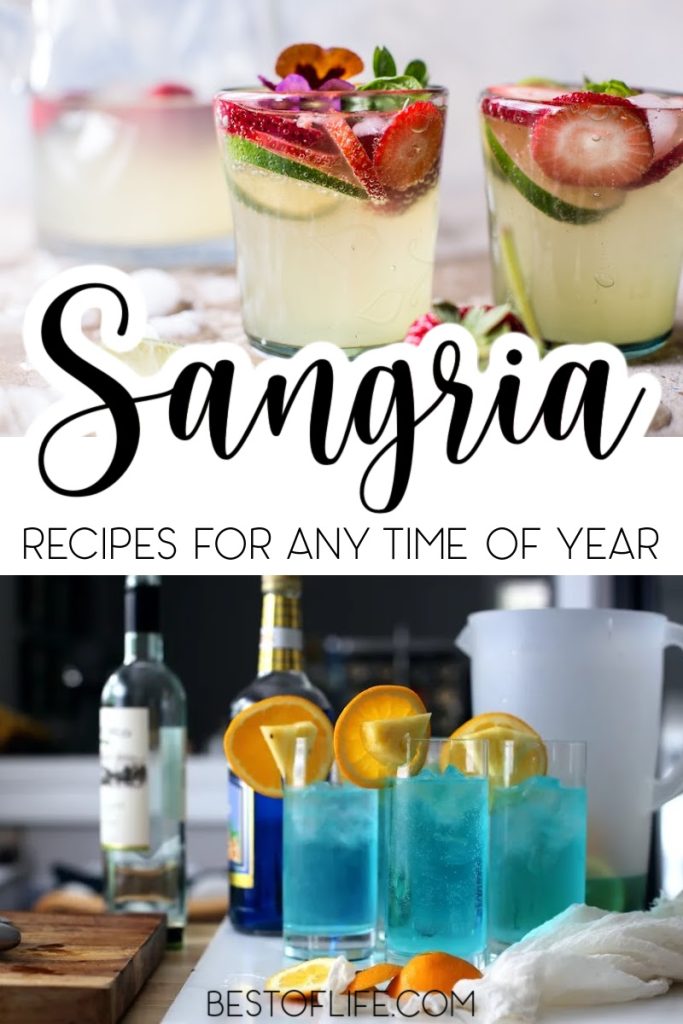 Having the perfect sangria recipes on hand for summer parties and gatherings will keep everyone refreshed as they sip on this well-loved wine-based drink. Best Sangria Recipe | Easy Sangria Recipe | Happy Hour Recipes | Drink Recipes with Wine | Wine Recipes | Drinks for Adults | Drinks for Parties | Drink Recipes for a Crowd | Summer Sangria Recipes | Fall Sangria Recipes | Cocktails with Wine #sangriarecipes #drinkrecipes