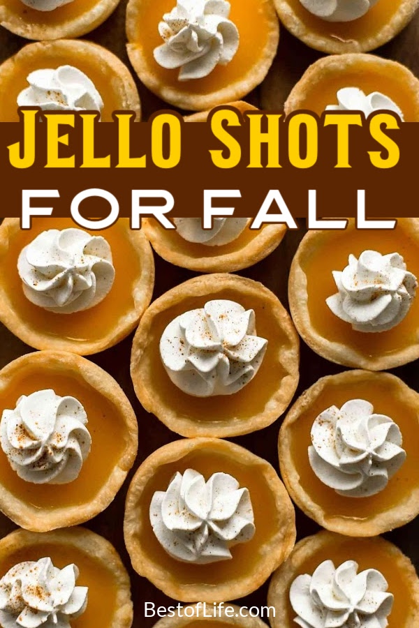 Spice up those fall and winter parties with colorful fall Jello shot recipes! Enjoy these fall Jello shots with family and friends! Fall Cocktail Recipes | Party Planning | Fall Party Recipes | Halloween Recipes | Thanksgiving Recipes | Halloween Cocktail Recipes | Thanksgiving Cocktail Recipes #fallrecipes #jelloshots via @thebestoflife