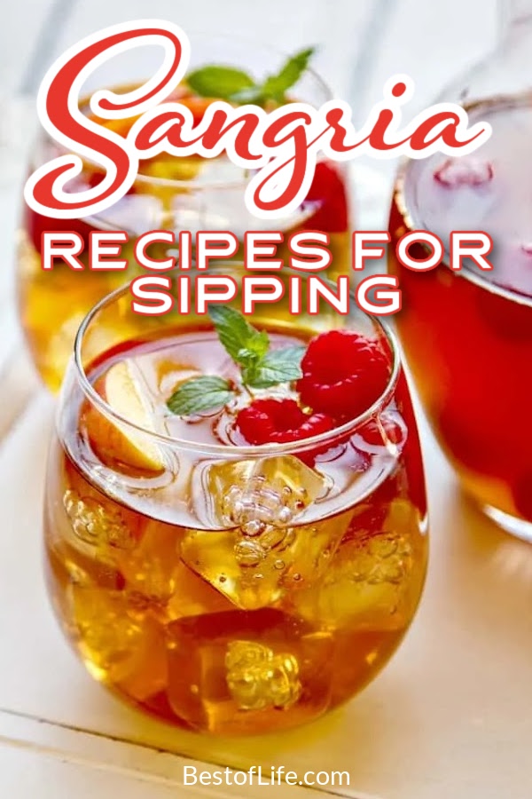 Having the perfect sangria recipes on hand for summer parties and gatherings will keep everyone refreshed as they sip on this well-loved wine-based drink. Best Sangria Recipe | Easy Sangria Recipe | Happy Hour Recipes | Drink Recipes with Wine | Wine Recipes | Drinks for Adults | Drinks for Parties | Drink Recipes for a Crowd | Summer Sangria Recipes | Fall Sangria Recipes | Cocktails with Wine #sangriarecipes #drinkrecipes