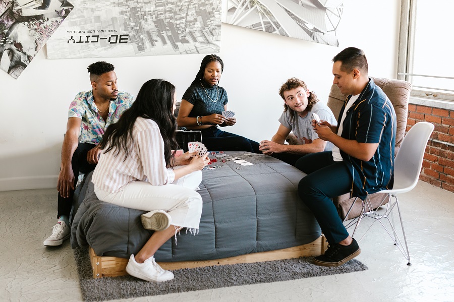 Dorm Room Decor Students Hanging Out in a Dorm Room