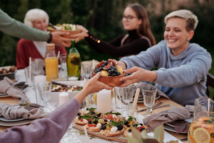 Air Fryer Thanksgiving Sides People Serving Themselves Dinner 