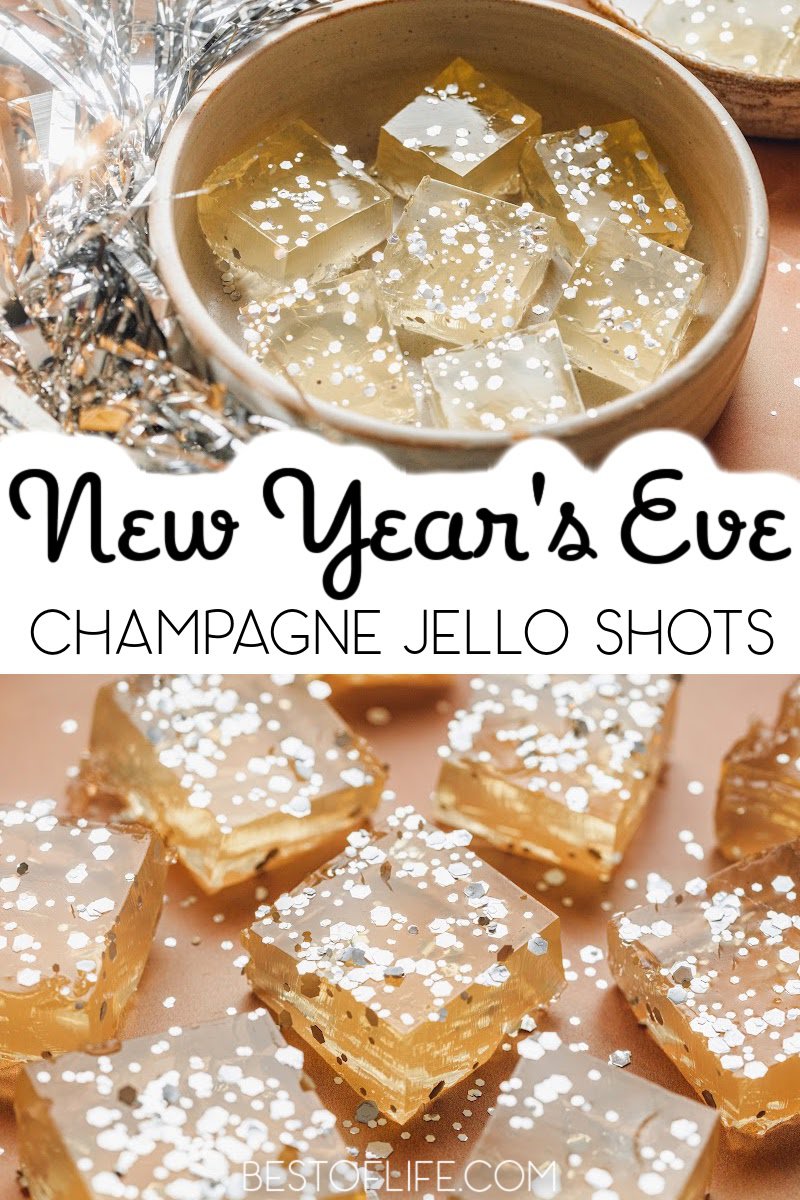 This New Years Eve Champagne jello shots recipe for New Years Eve parties gives sparkling wine a new look. New Years Eve Cocktails | New Years Eve Champagne Cocktails | New Years Eve Party Recipes | Party Recipes with Champagne | Champagne Cocktail Recipes | Jello Shots for New Years | Shimmering Jello Shots #jelloshots #newyearseve via @thebestoflife