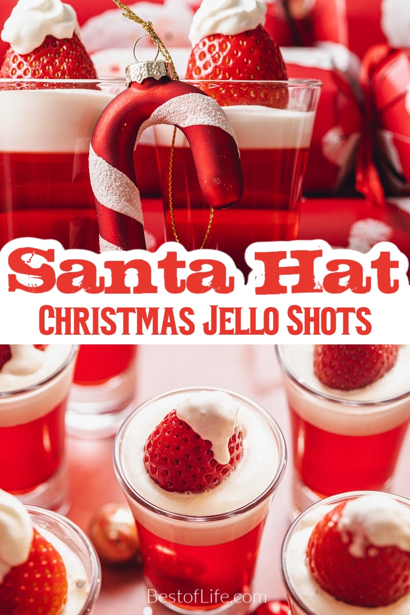 This easy Santa hat jello shot recipe makes the cutest holiday cocktails with a fun jello twist that is perfect for the holidays. Holiday Cocktail Recipes | Holiday Jello Shots | Christmas Jello Shots | Christmas Cocktail Recipe | Christmas Party Recipes | Christmas Party Cocktails | Jello Shots for Christmas | Vodka Jello Shot Recipes via @thebestoflife