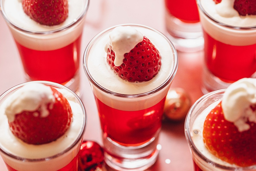 Easy Santa Hat Jello Shot Recipe Close Up of Jello Shots