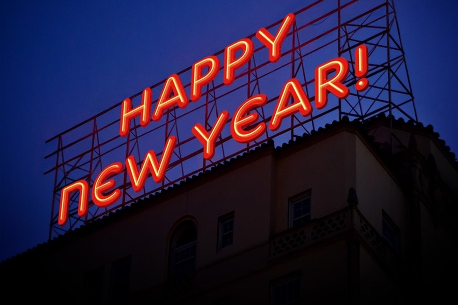 Funny Happy New Year Quotes a Lit Up Happy New Year Sign Outside