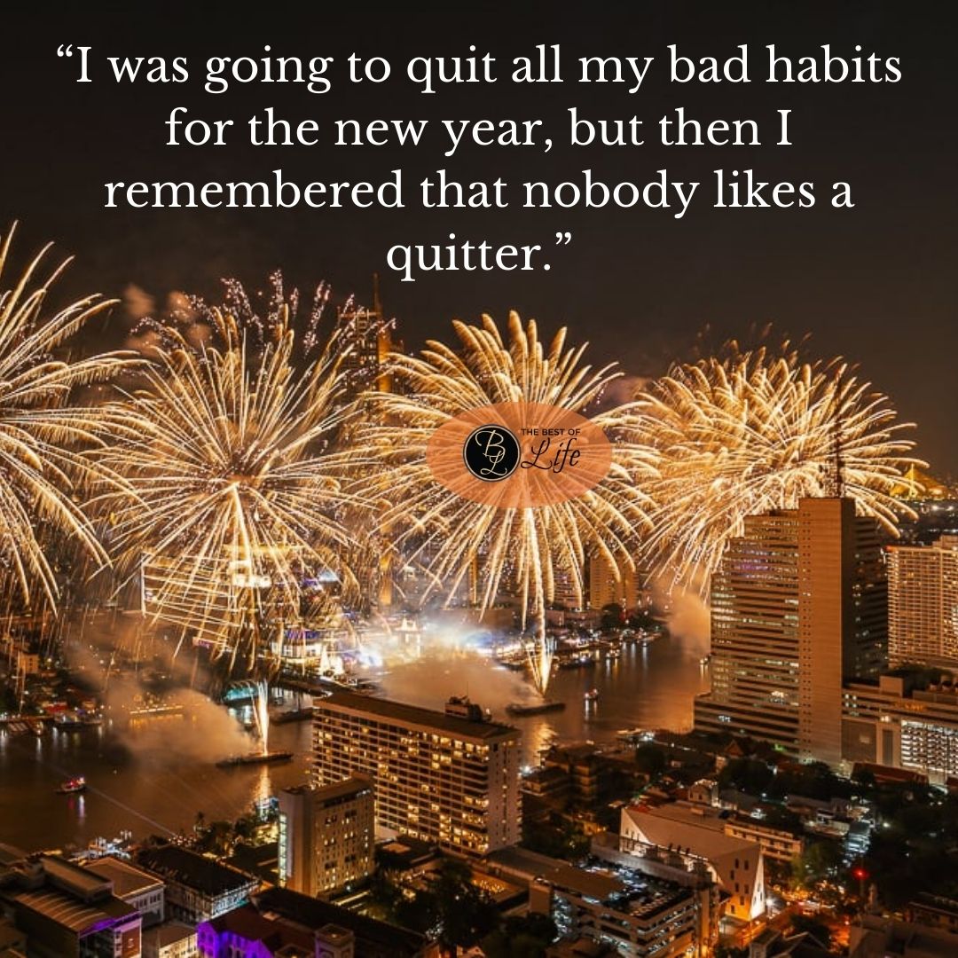 Funny Happy New Year Quotes “I was going to quit all my bad habits for the new year, but then I remembered that nobody likes a quitter.”