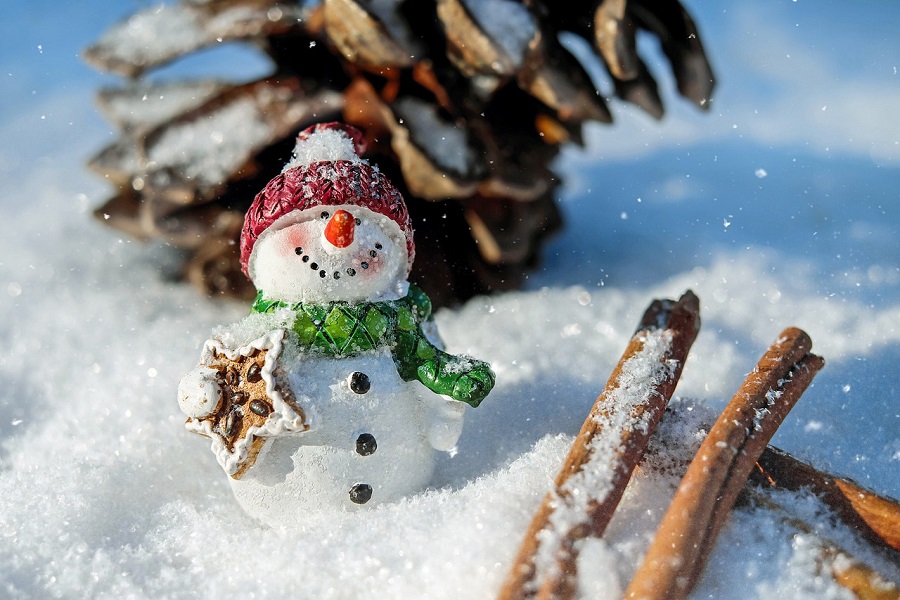 Inspirational Christmas Quotes for Christmas Close Up of a Small Toy Snowman Outside in the Snow Next to Two Small Twigs