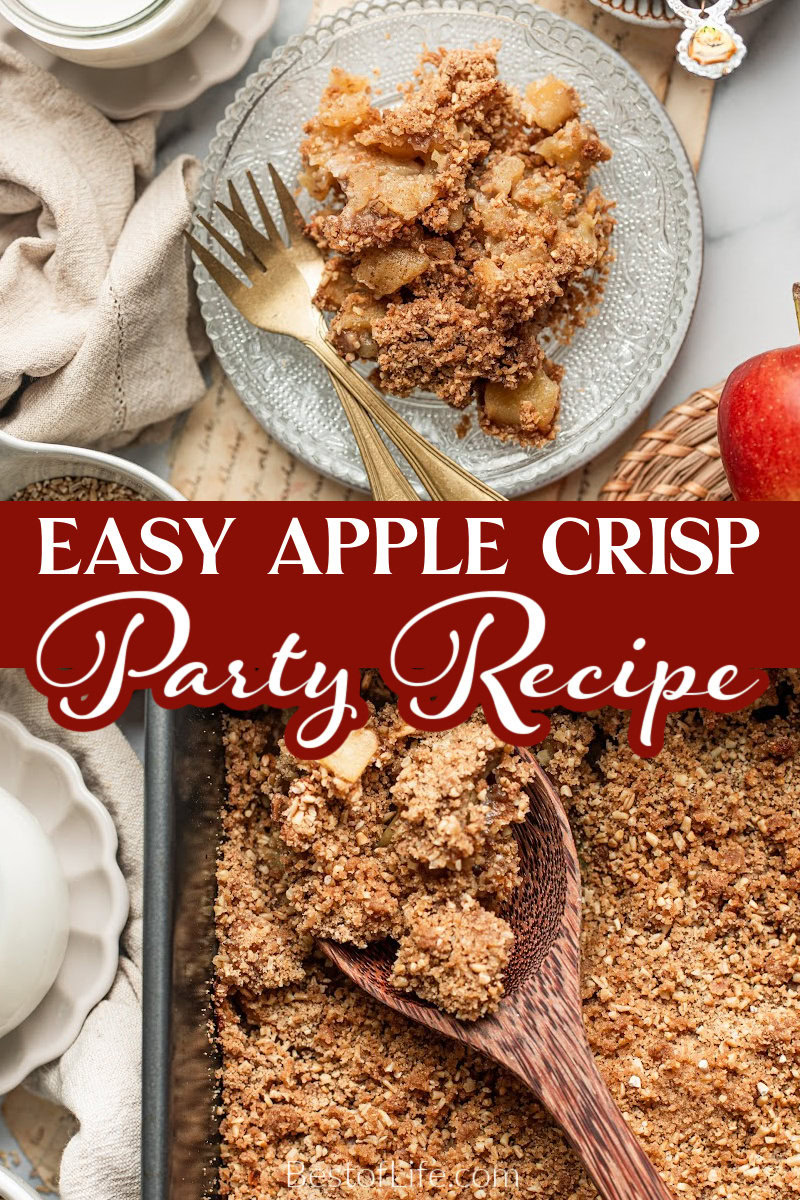 Make this quick and easy apple crisp recipe for parties with fresh, delicious apples and a crisp topping guests will love. Breakfast Recipes for a Crowd | Fall Party Planning | Fall Themed Desserts | Brunch Recipes with Apples | Party Dessert Recipes | Fall Party Recipes | Dessert Recipes for a Crowd | Autumn Party Ideas | Apple Pie Recipes for Parties | Easy Breakfast Recipes for Parties | Apple Crisp with Oats via @thebestoflife