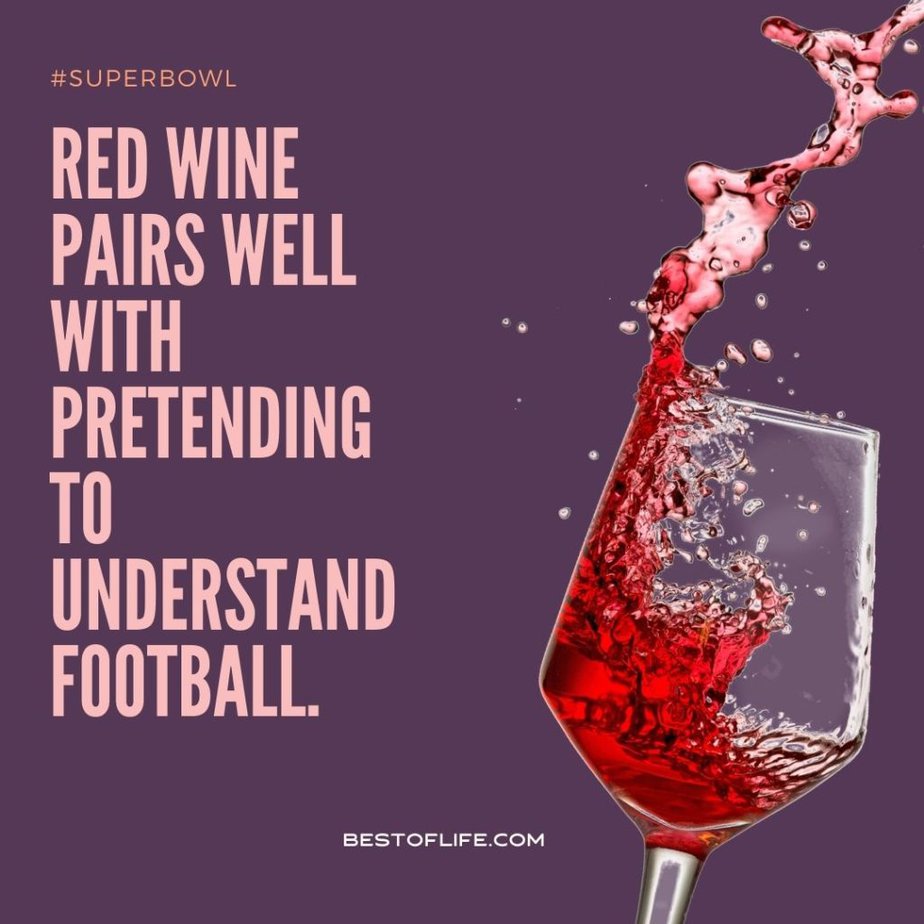 Super Bowl Puns Red wine pairs well with pretending to understand football.