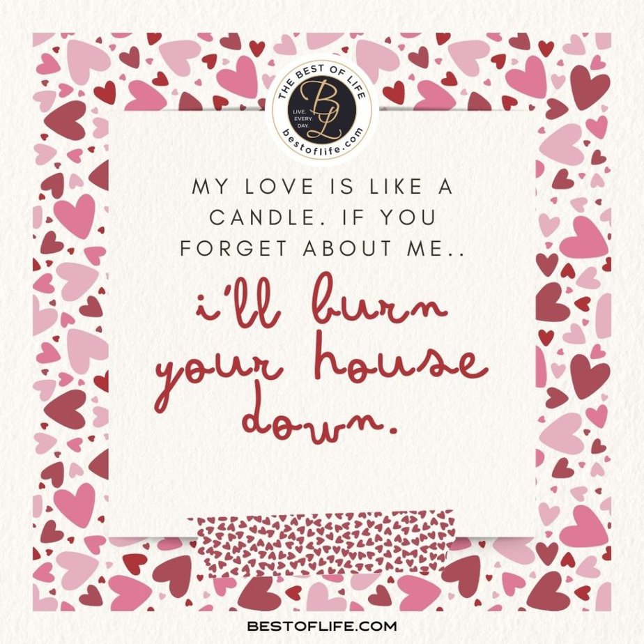 Sarcastic Valentines Day Quotes My love is like a candle. If you forget about me…I’ll burn your house down.
