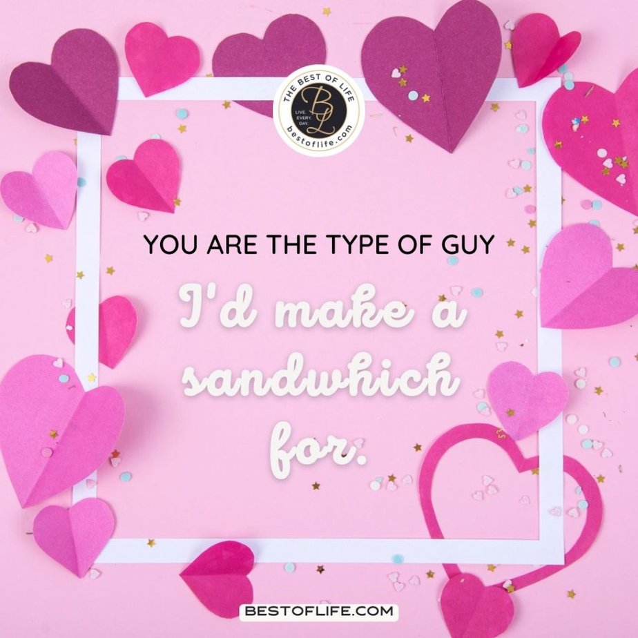 Sarcastic Valentines Day Quotes You are the type of guy I’d make a sandwich for.