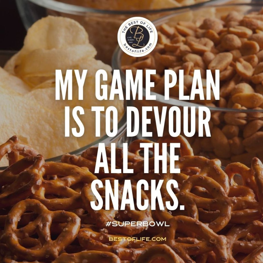 Super Bowl Puns My game plan is to devour all the snacks.