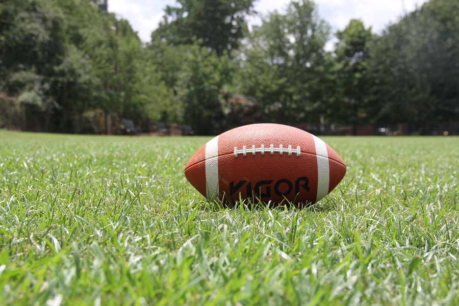 Super Bowl Party Food Close Up of a Football on a Field