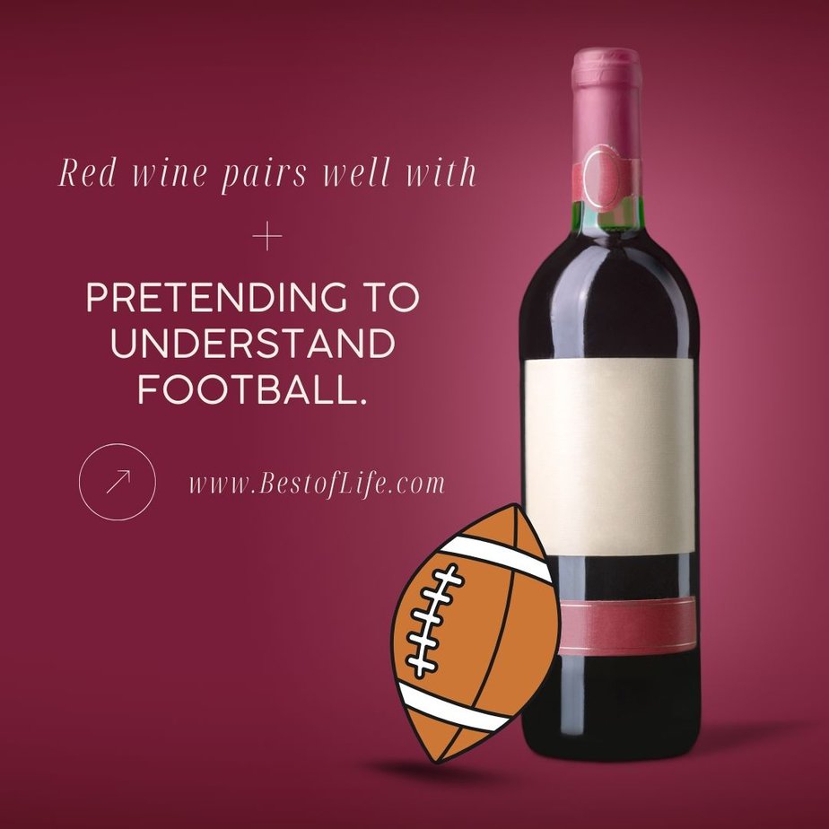 Super Bowl Puns and Quotes Red wine pairs well with pretending to understand football.