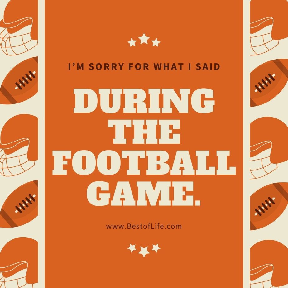 Super Bowl Puns and Quotes I’m sorry for what I said during the football game.