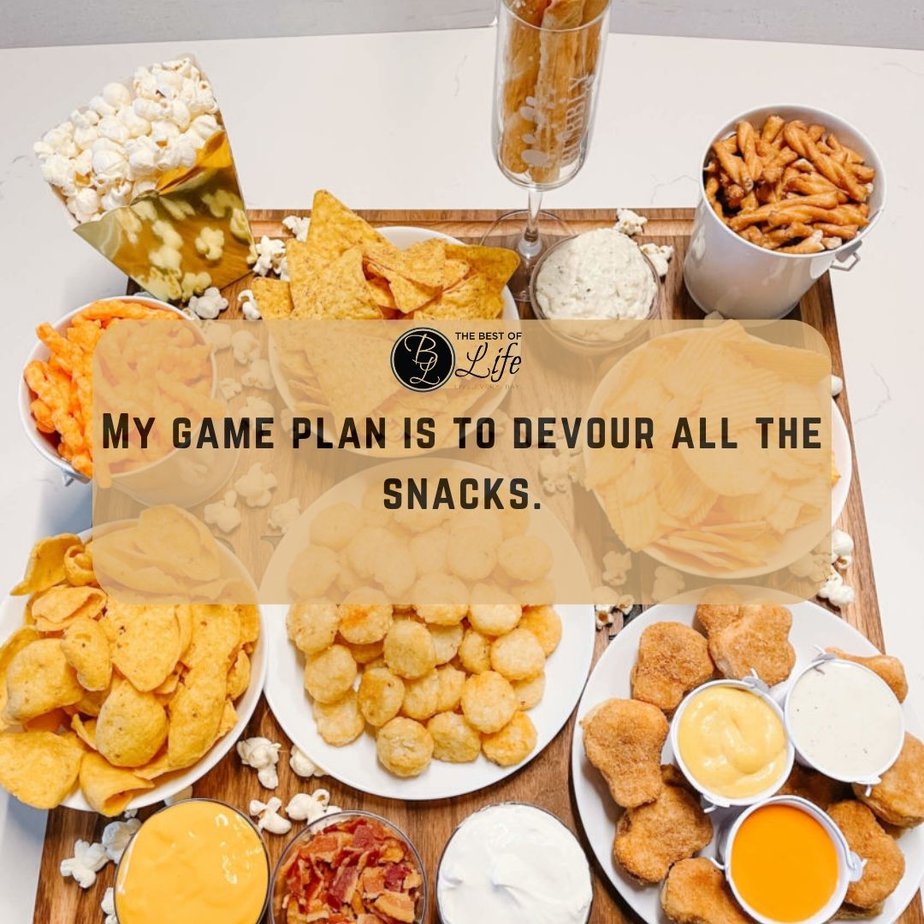 Super Bowl Puns and Quotes My game plan is to devour all the snacks.