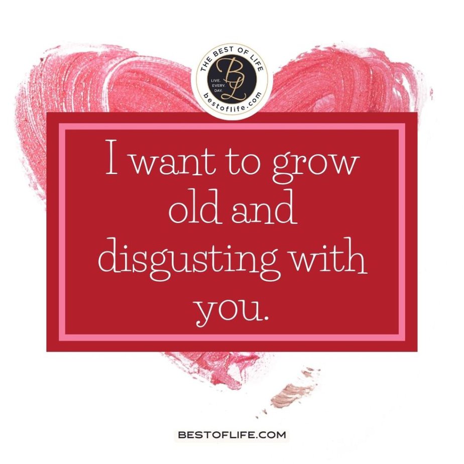 Sarcastic Valentines Day Quotes I want to grow old and disgusting with you.