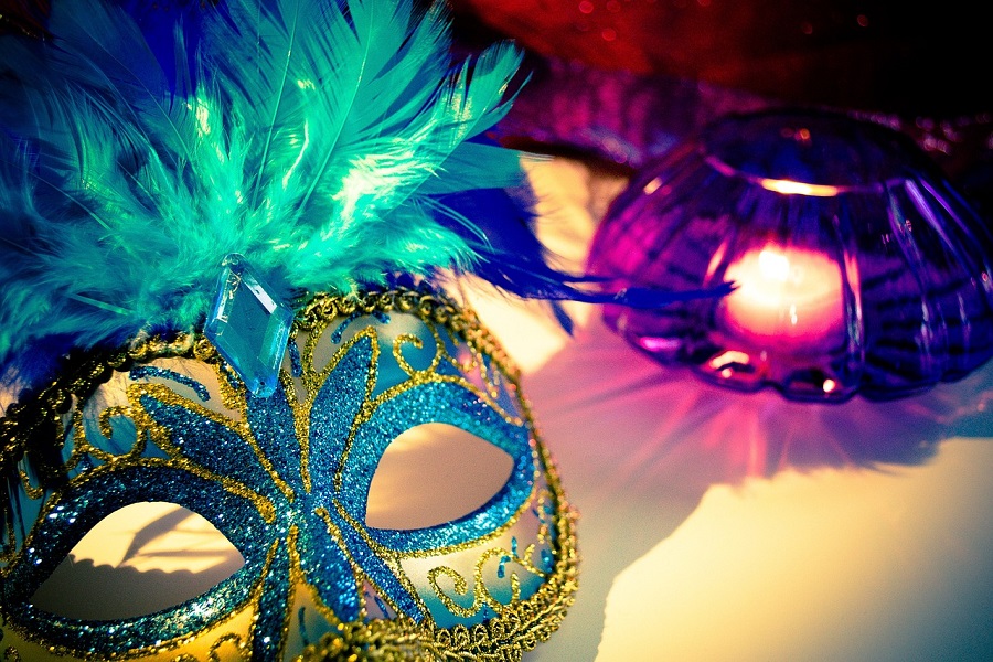 Cheap Mardi Gras Party Decorations Close Up of a Colombina Mask