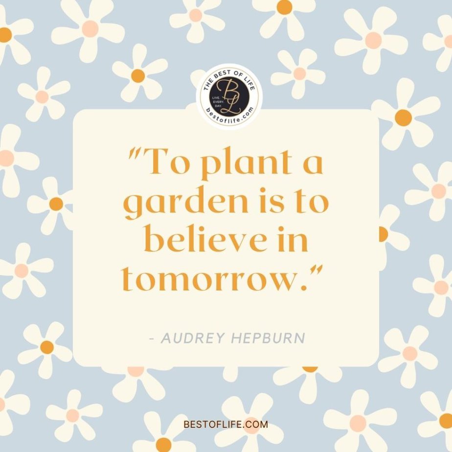 Beautiful Spring Quotes “To plant a garden is to believe in tomorrow.” -Audrey Hepburn