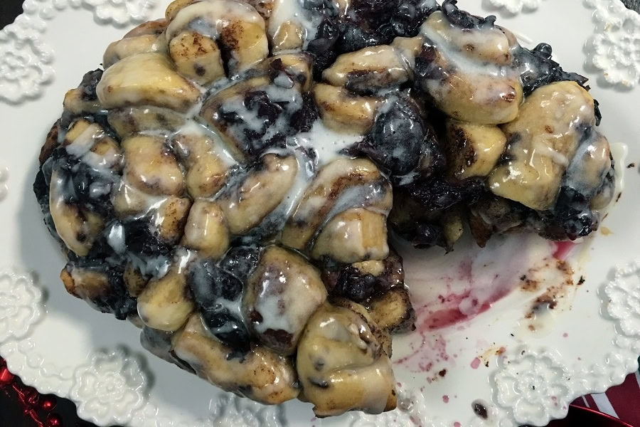 Brunch Recipes for Mother's Day Crockpot Monkey Bread Cinnamon Rolls with Cherries on a Plate