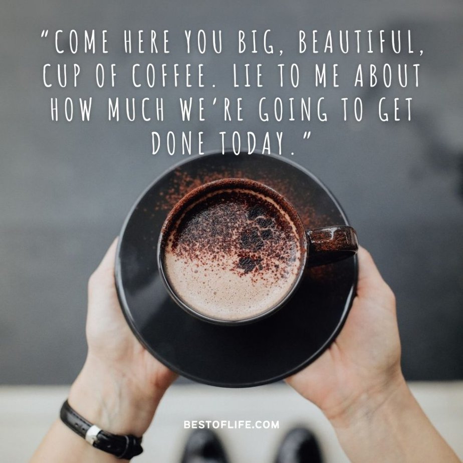 Sarcastic Quotes About Work Colleagues "Come here you big, beautiful, cup of coffee. Lie to me about how much we're going to get done today."