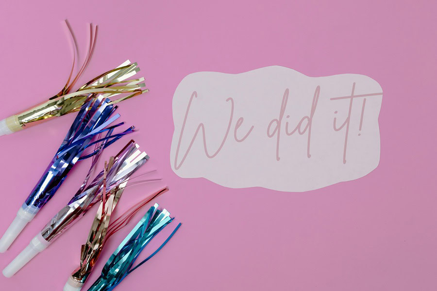 Easy Graduation Party Ideas a Note That Says We Did It Next to Party Whistles