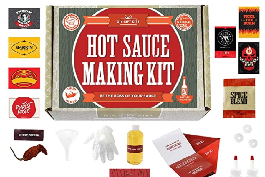 Fathers Day Gift Ideas Close Up of a Hot Sauce Kit