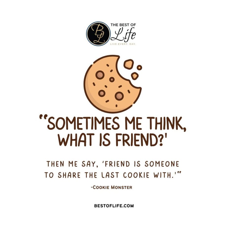 Friendship Quotes “Sometimes me think, what is friend? Then me say, ‘friend is someone to share the last cookie with.’”