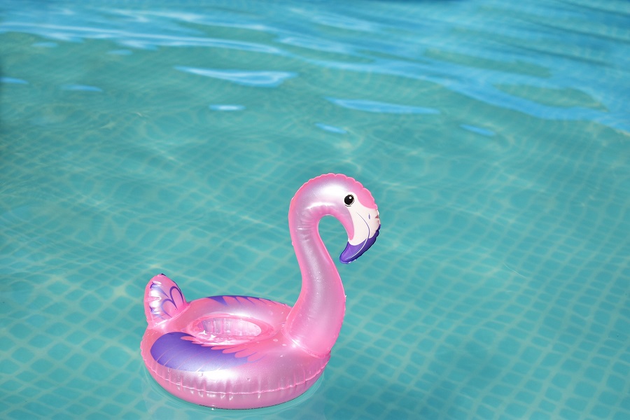 Pool Party Food Ideas a Flamingo Floaty Toy in a Pool