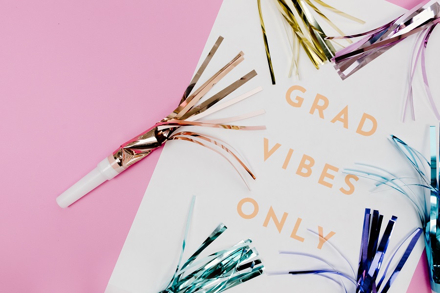 Graduation Party Ideas Close Up of a Sign That Says Grad Vibes Only
