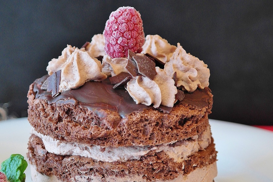 Naked Cake Decorating Ideas Close Up of a Chocolate Raspberry Naked Cake