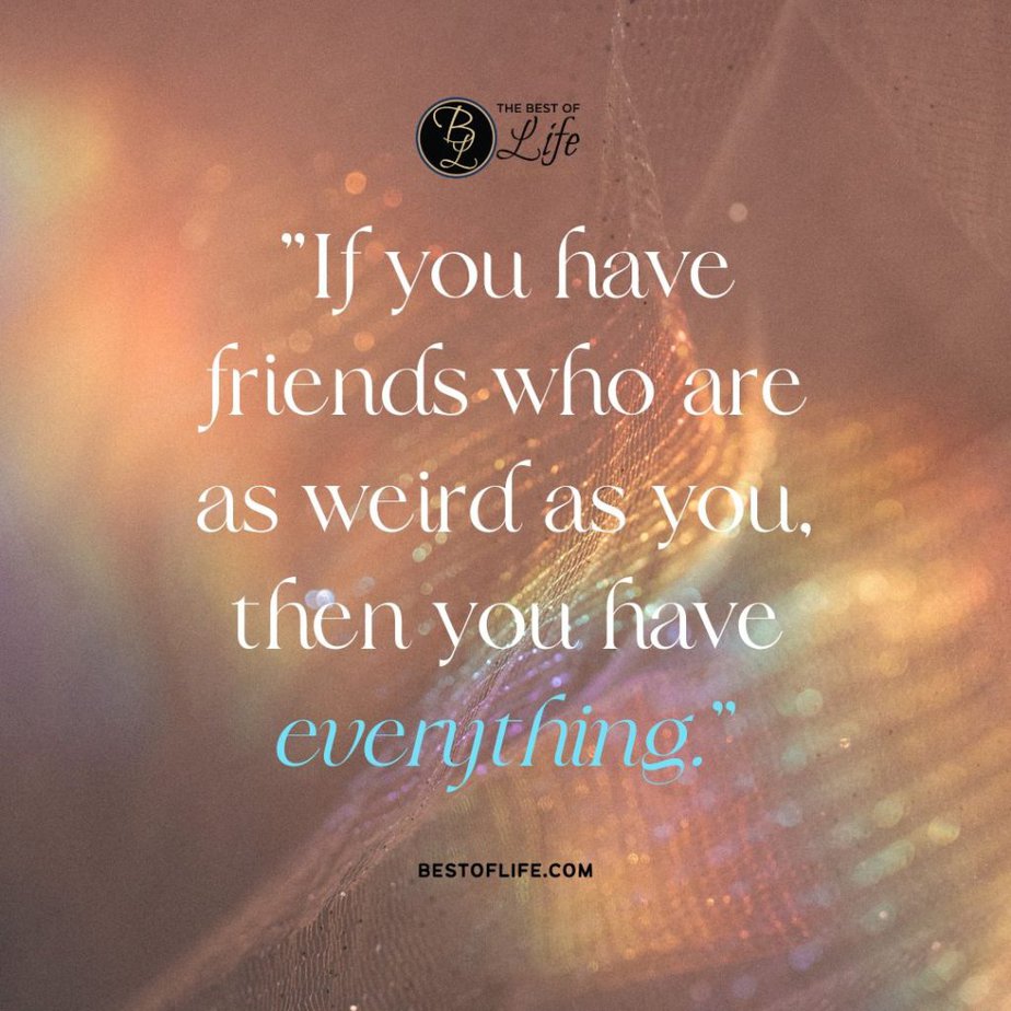 Friendship Quotes “If you have friends who are as weird as you, then you have everything.”