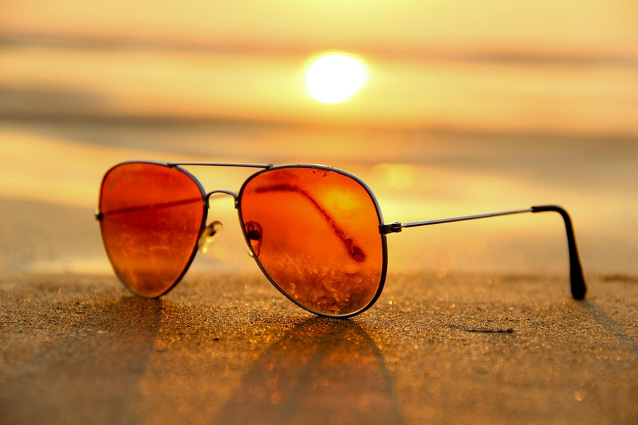 Best Summertime Cupcakes Close Up of Sun Glasses on a Beach