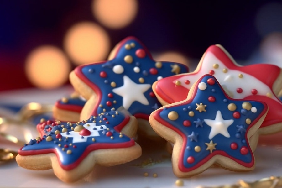 DIY 4th Of July Wreaths Patriotic Cookies Shaped Like Stars with Red, Blue, and White Frosting