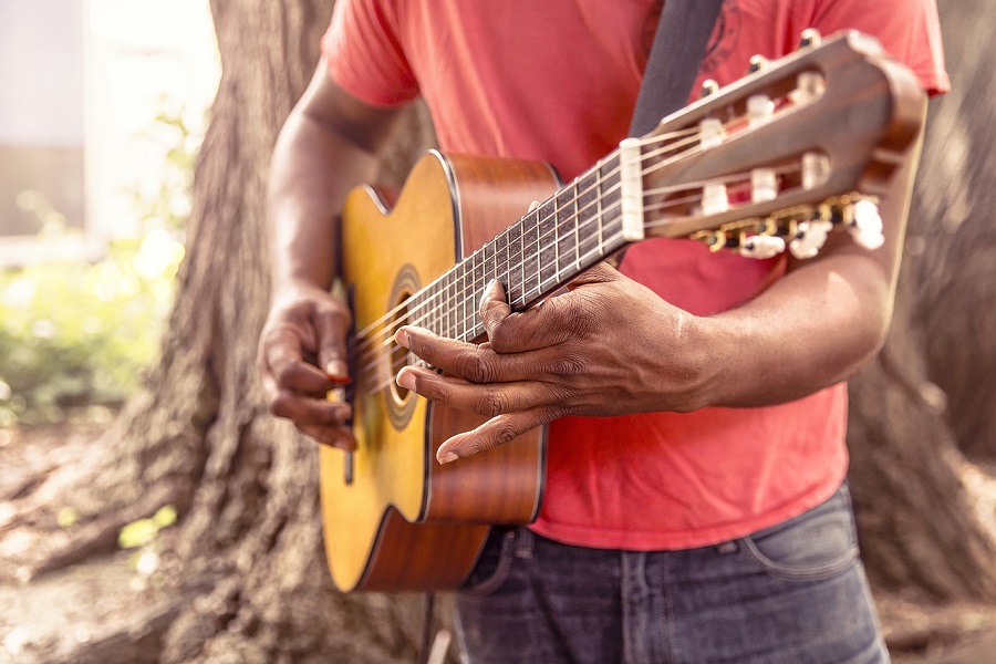 Music Quotes Close Up of a Man Playing a Guitar