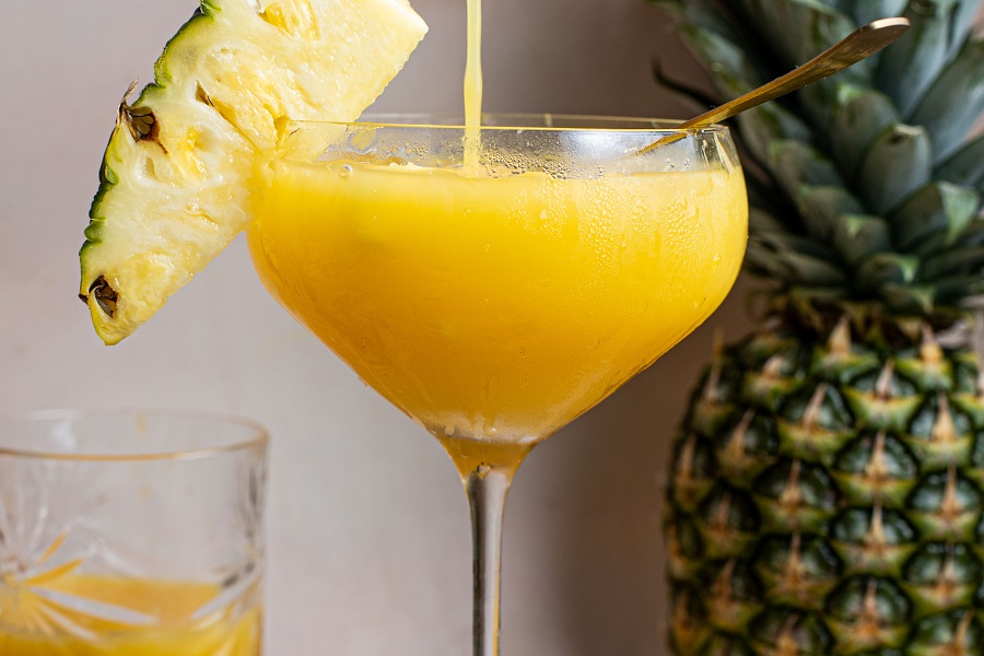 Beach Drinks with Alcohol Close Up of a Pineapple Cocktail in a Glass