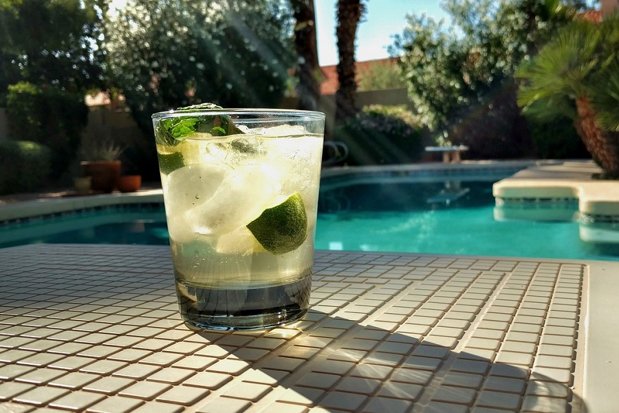 Pool Area Decorating Ideas Close Up of a Cocktail Sitting Poolside