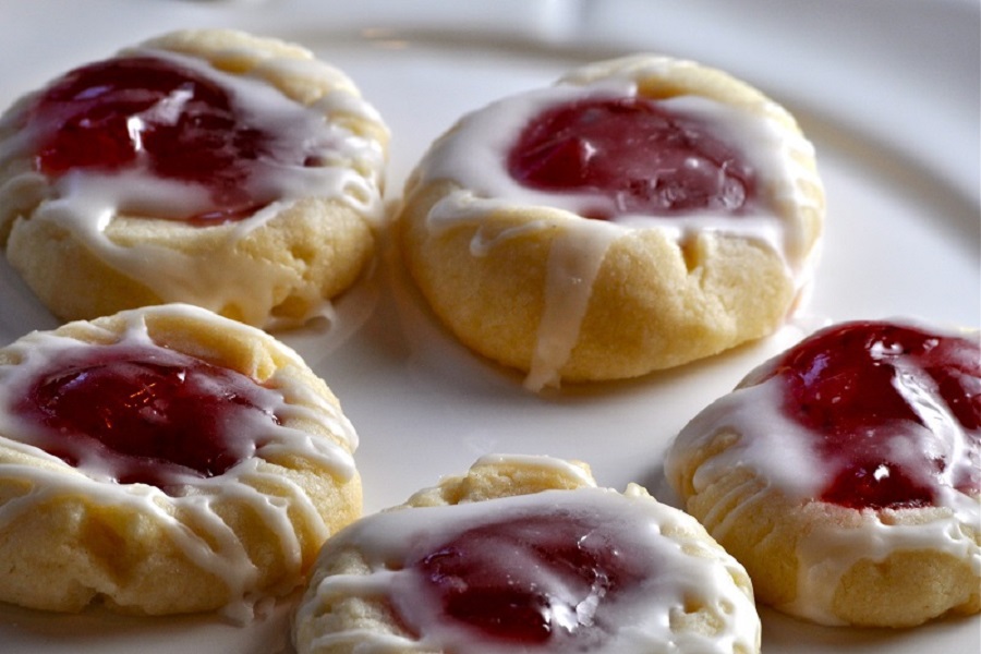 Barbie Party Recipes Close Up of Raspberry Thumbprint Cookies