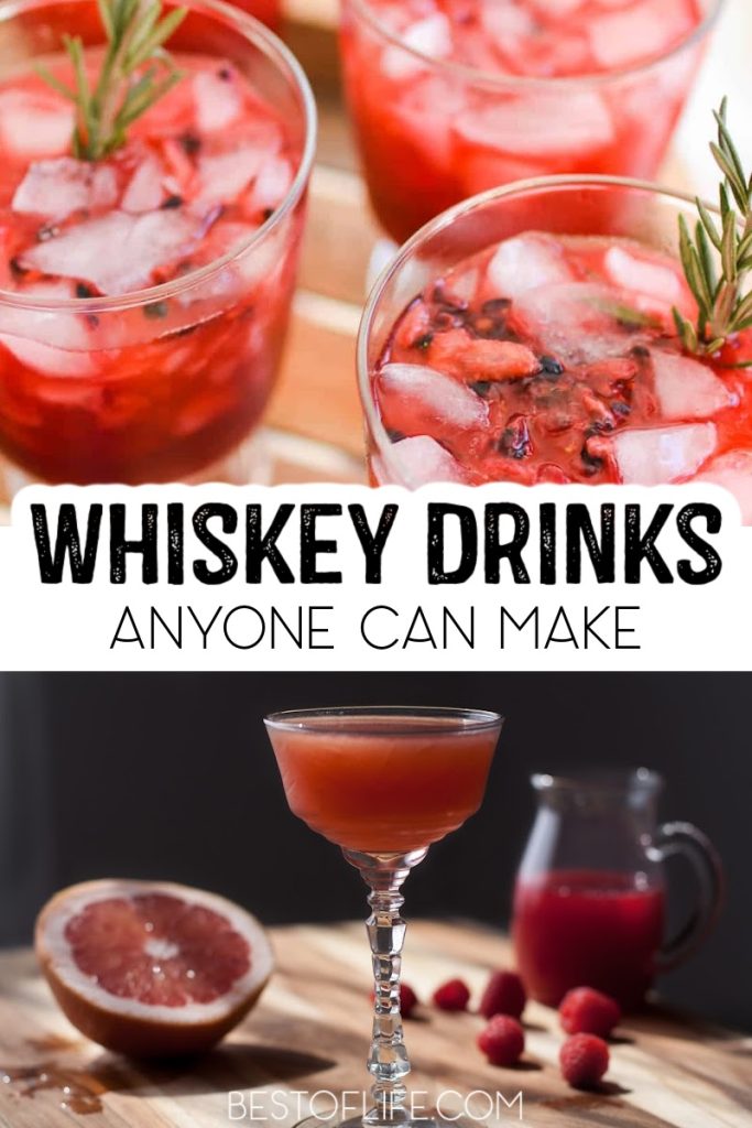 Learn how to enjoy whiskey more with some easy whiskey drinks that just about anyone can make and you may end up with a new favorite happy hour drink. Tips for Drinking Whiskey | Whiskey Drinks | Whiskey Cocktails | Happy Hour Recipes | Winter Cocktail Recipes | Party Cocktail Recipes | Party Drinks | Easy Cocktails