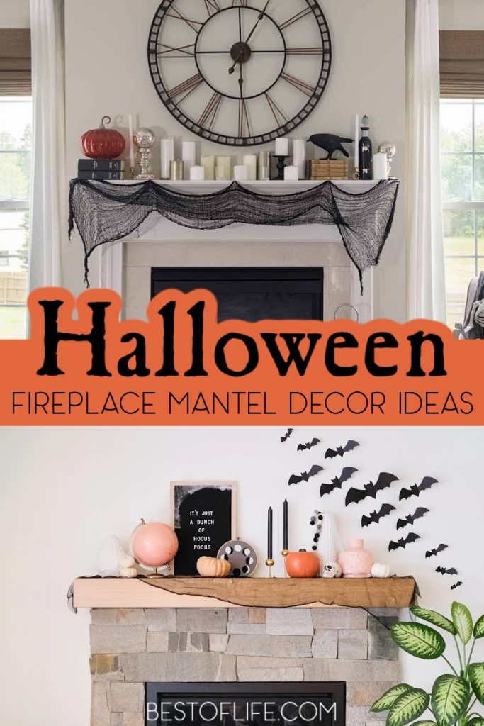 Halloween fireplace mantel decor ideas are easy Halloween decorations that set the mood for a spooky season filled with fun. DIY Halloween Decor | Indoor Halloween Decor | Easy Decorating Tips for Halloween | Decor Ideas for Halloween | Mantel Decor Tips | Halloween Mantel Tips | Halloween Party Decor | Tips for Halloween Parties
